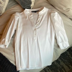 Veronica Beard White Half Button